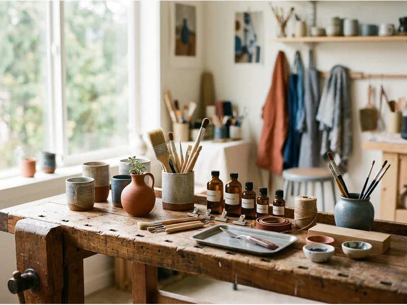 The EIGTWEN team testing clay glaze formulas in the Columbus studio