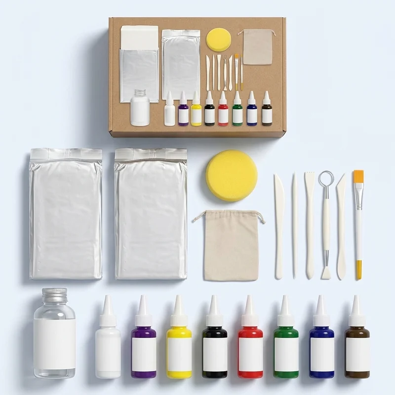 EIGTWEN air dry clay starter kit with clay blocks, tools and glaze bottle