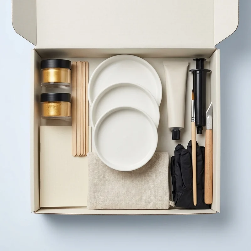 EIGTWEN bio kintsugi kit with repaired teacup showing gold repair lines